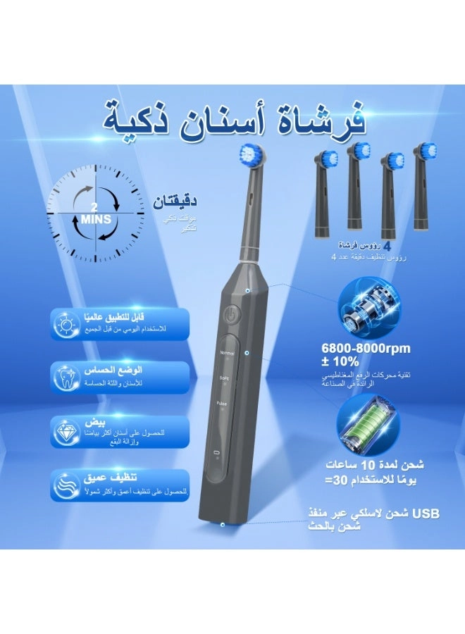 Rotating Electric Toothbrush - IPX7 Waterproof 2-Min Smart Timer Wireless Charging