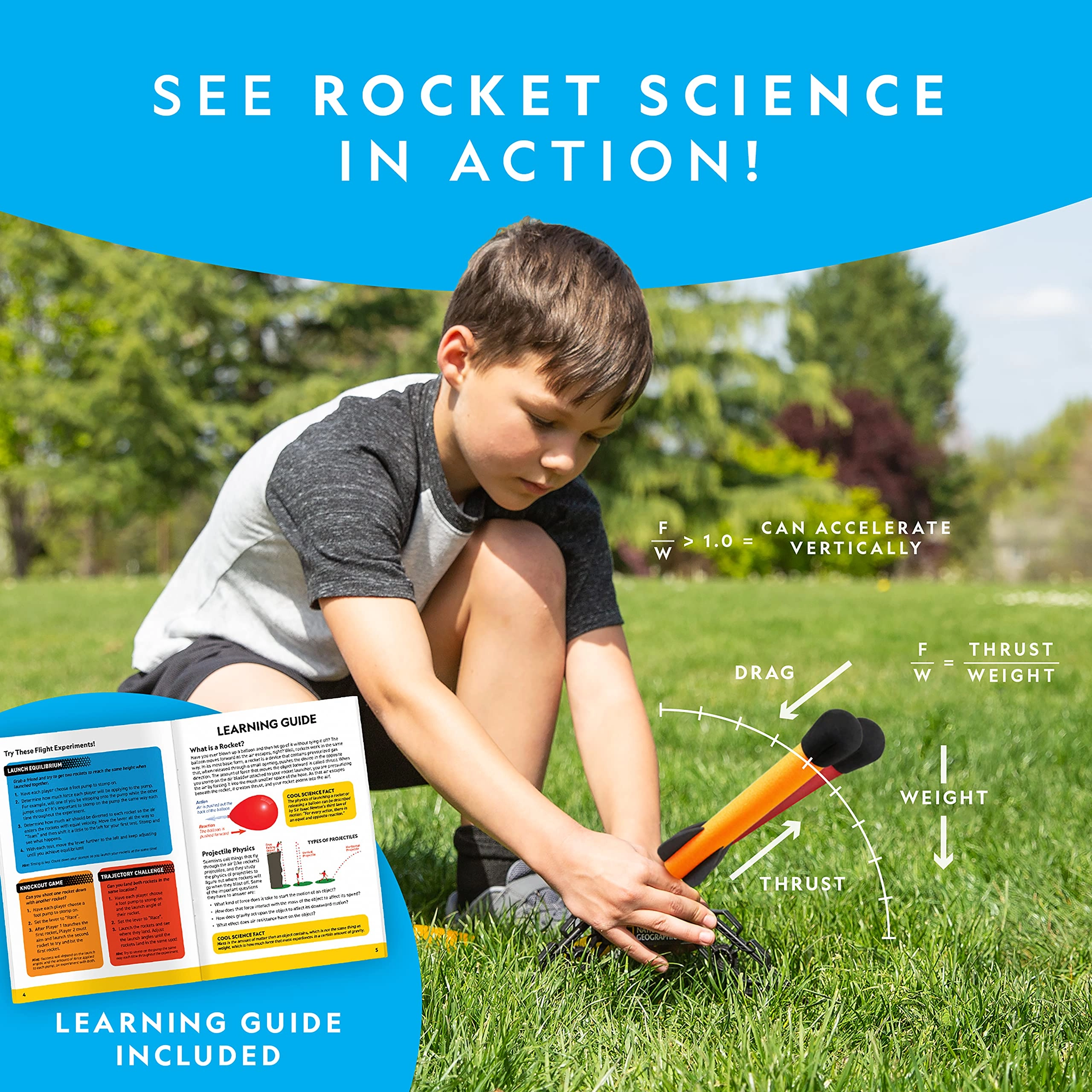 Air Rocket Racers Kit - 4 Foam-Tipped Rockets Up to 100Ft. 6 years+