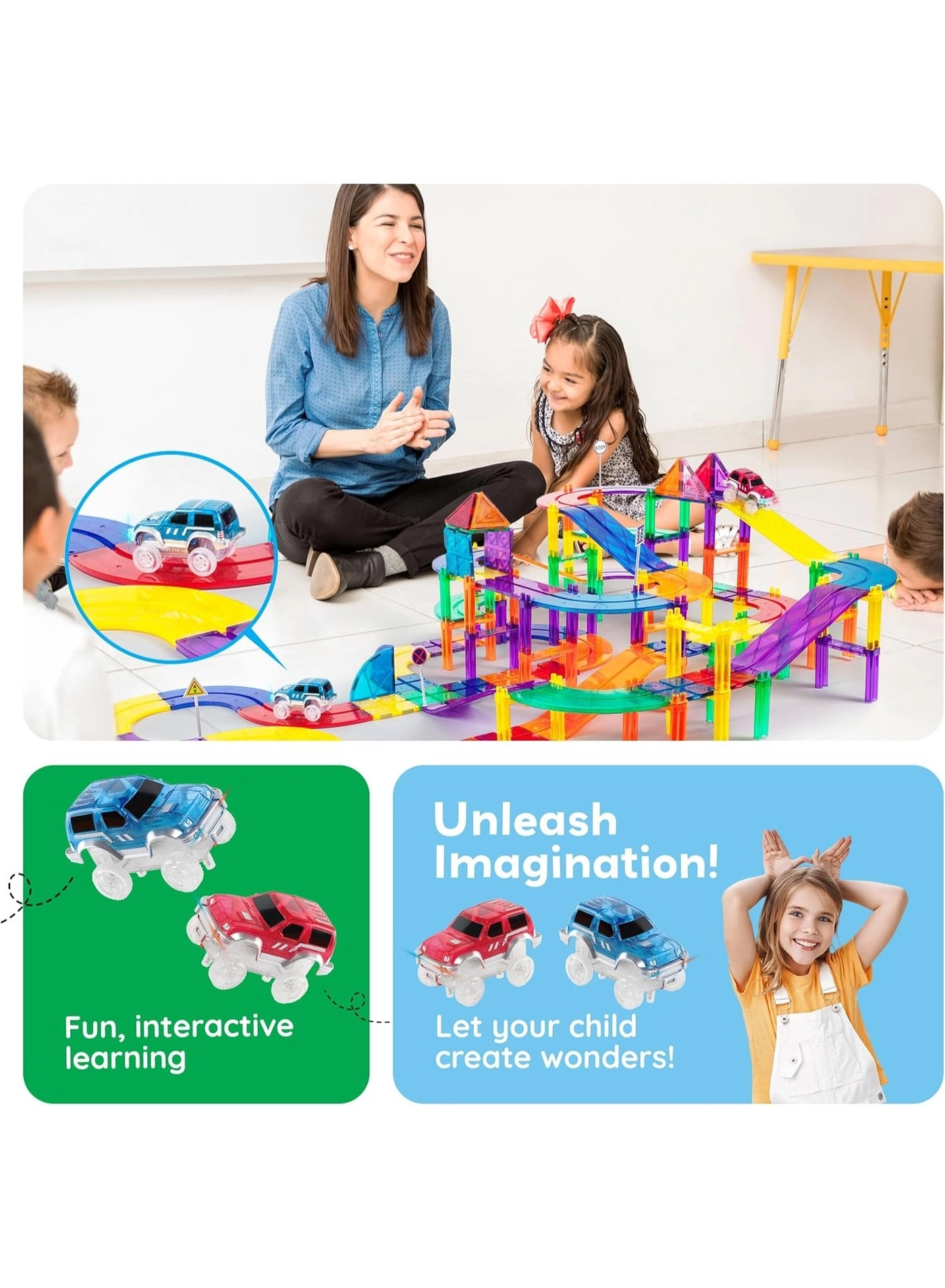 Magnetic LED Flashing Race Car - 2 pcs