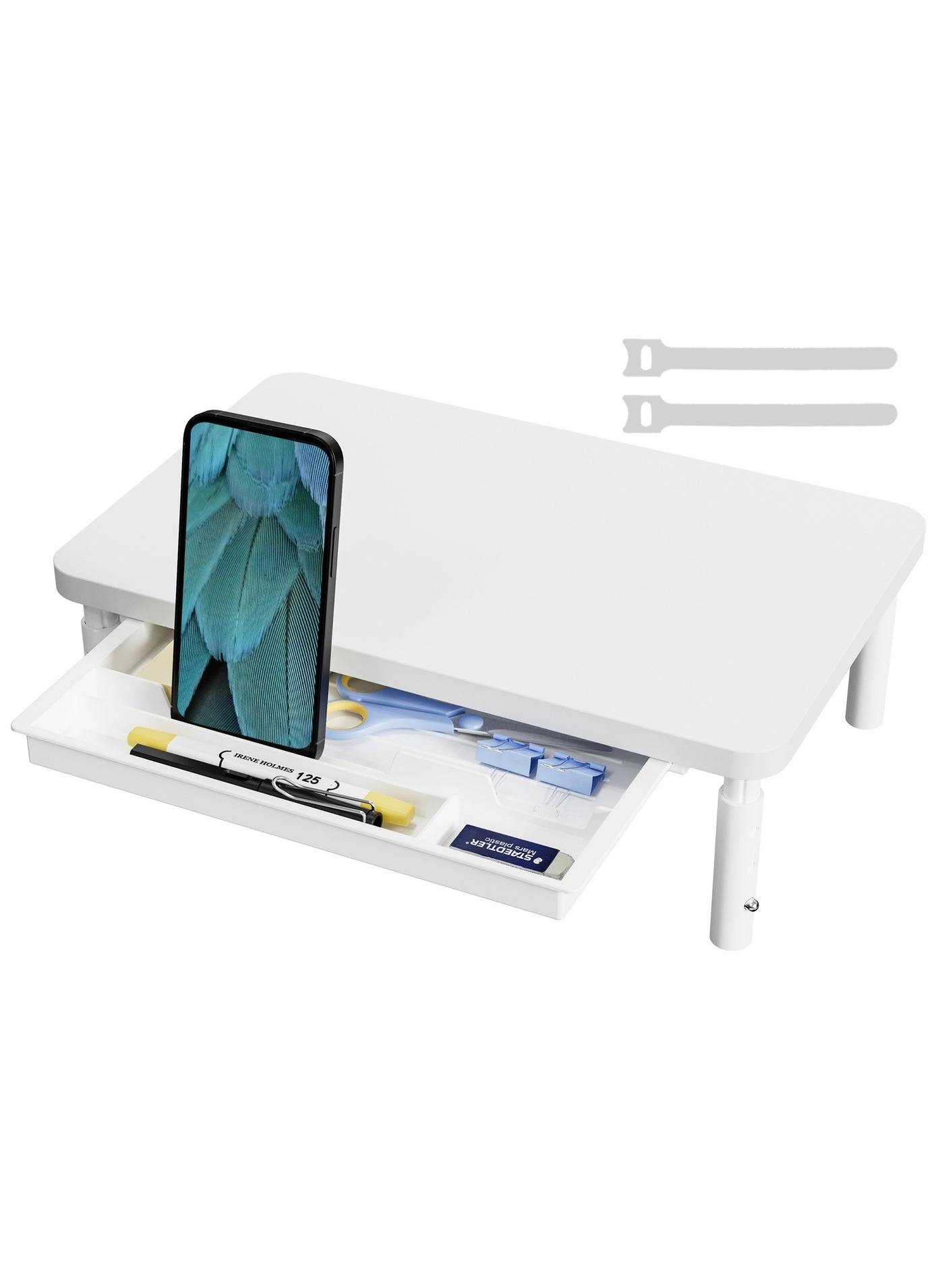 Adjustable Monitor Stand - 3-Height 25KG Storage Drawer
