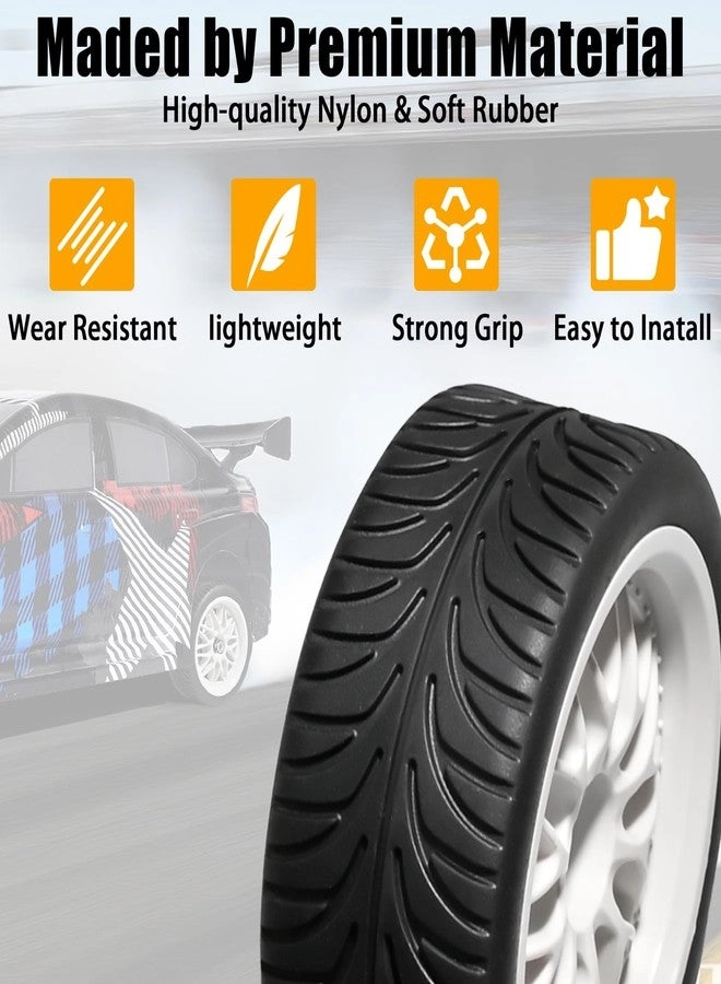 OD 2.55" On Road Rubber Tires Plastic Wheel Rims - 1/10