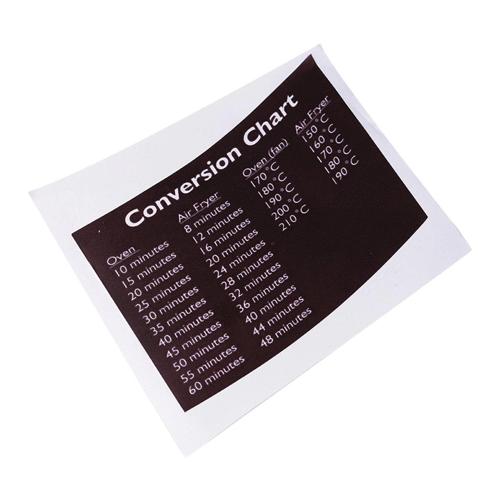 Air Fryer Conversion Chart Sticker - high quality polymeric vinyl 1pcs*Temperature Guide/1pcs*Conversion chart