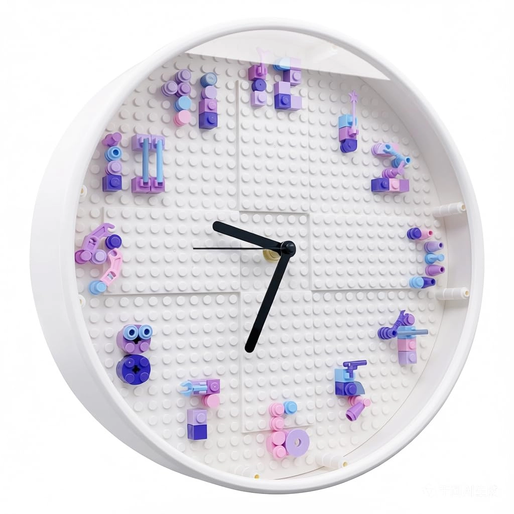 lycnufrewolf Building Block Wall Clock - Educational