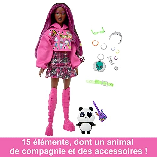 Barbie Extra - Pet Panda Pink-Streaked Brunette Hair