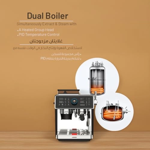 LPCFFVSA0047SL - Dual Boiler Dual Pump Touch Display Conical Burr Grinder Milk Steamer