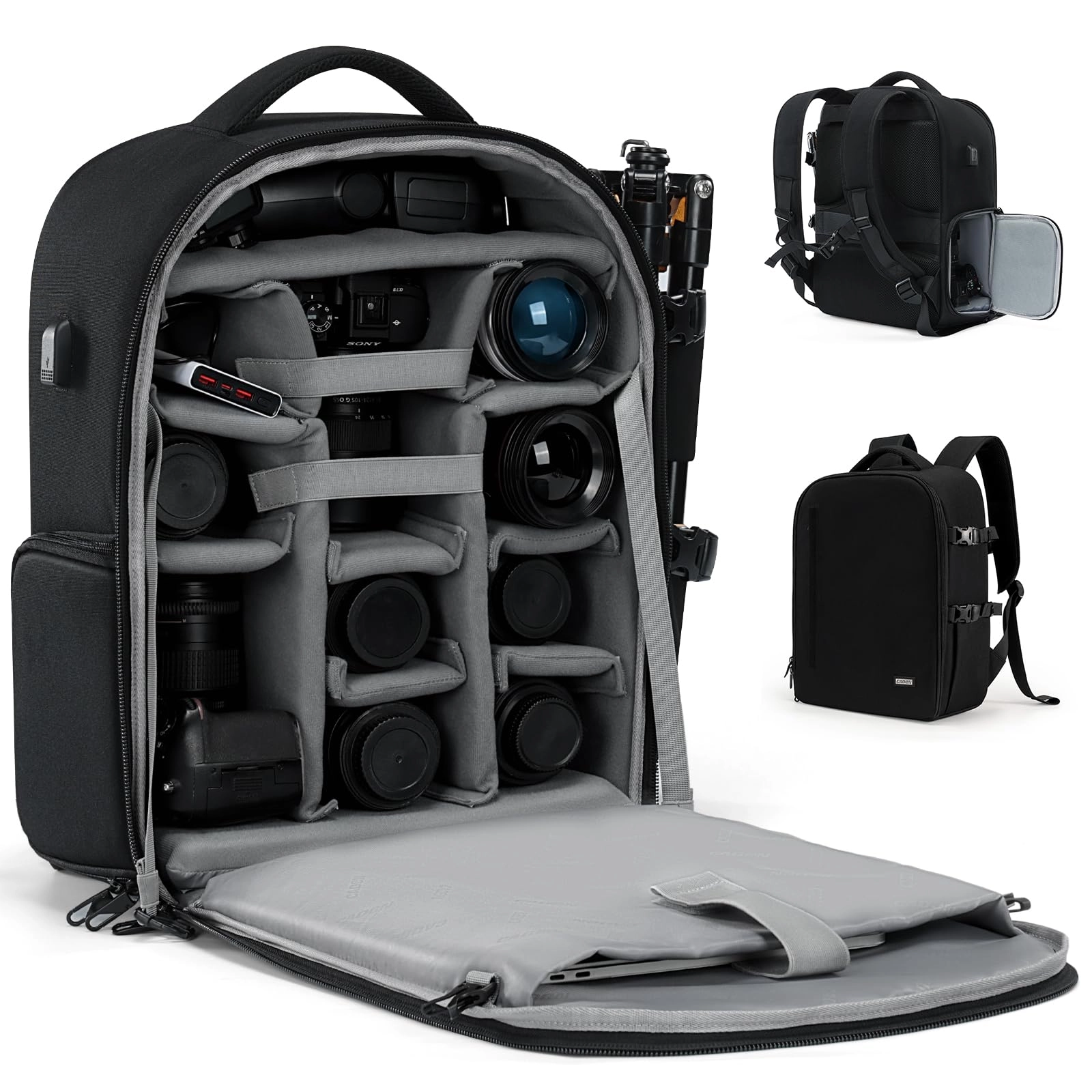 CADeN Camera Backpack - 15.35"L x 9.05"W x 19.68"H 2.0 Extra Large