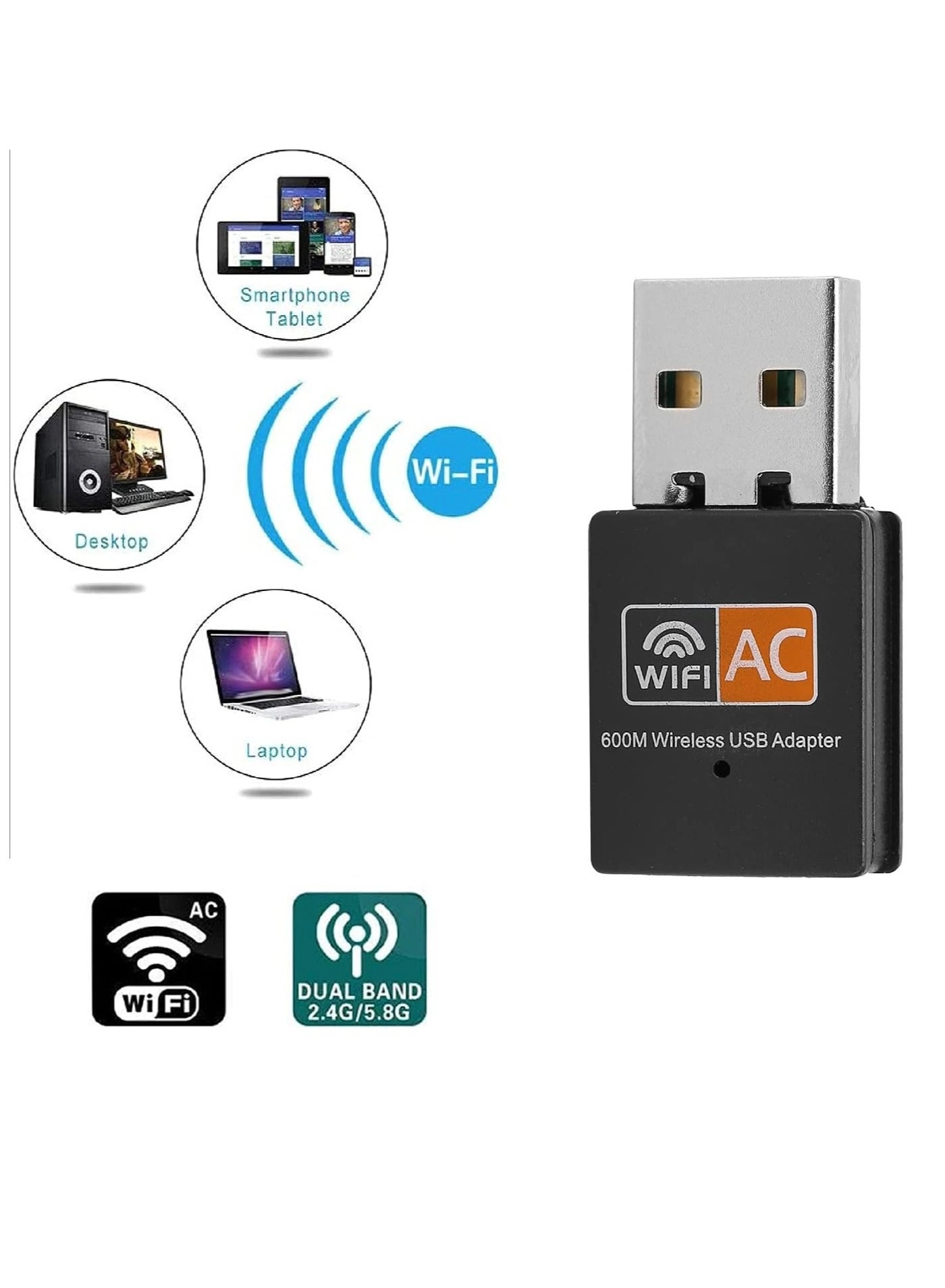 USB WiFi Bluetooth Adapter - Dual Band 2.4/5Ghz Wireless
