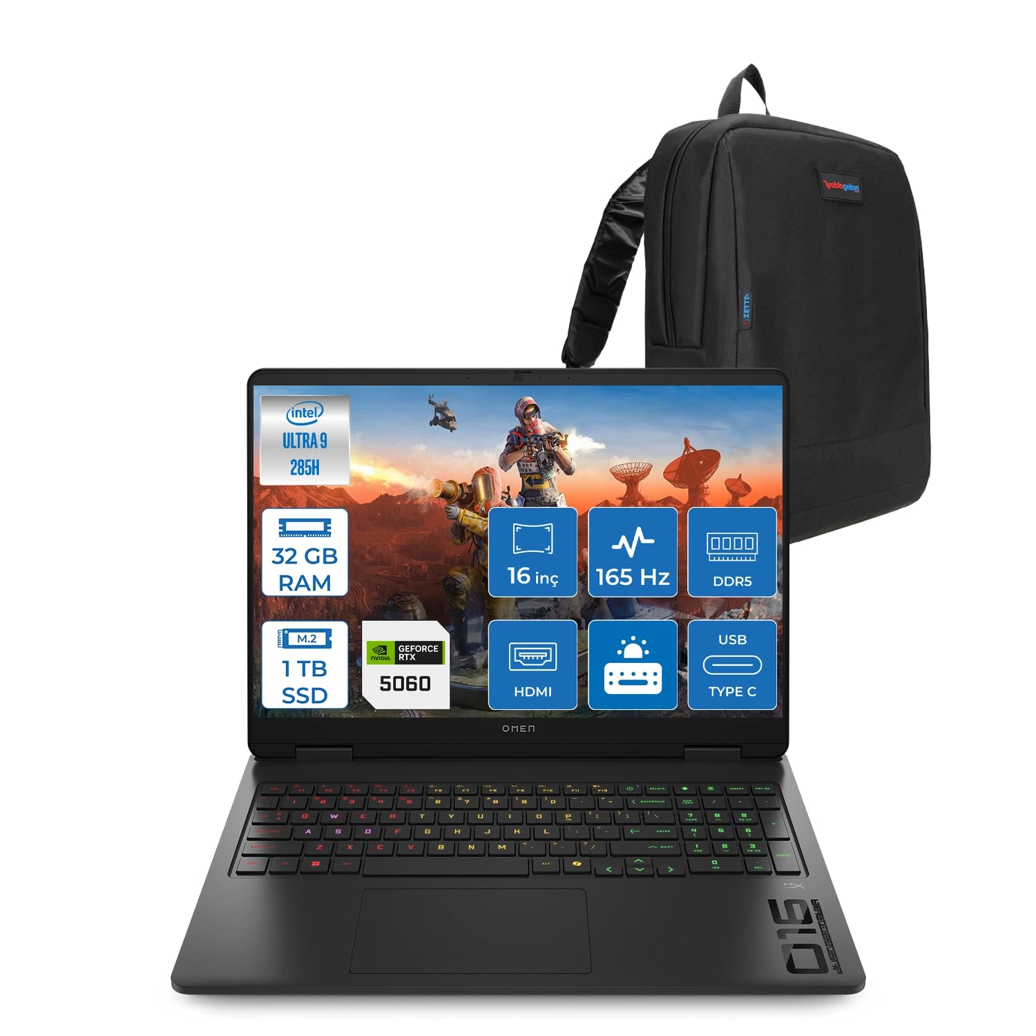 HP OMEN Slim 16 AM000NT - 16'' Core Ultra 9 285H 32GB DDR5 1TB SSD + Zetta Bag