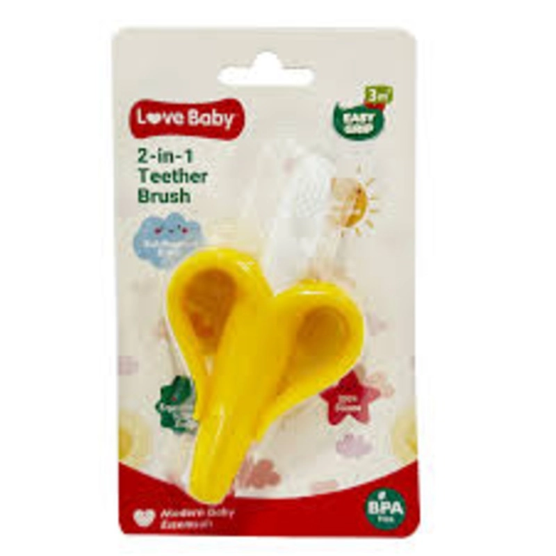 LOVE BABY 2 In 1 Teether Brush - food grade, BPA-free silicone