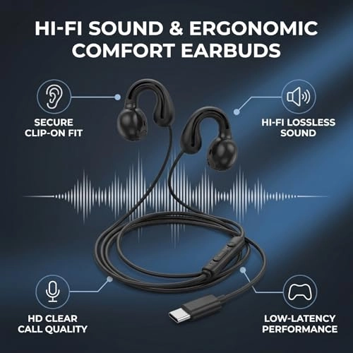 Open Ear Clip Wired Earbud