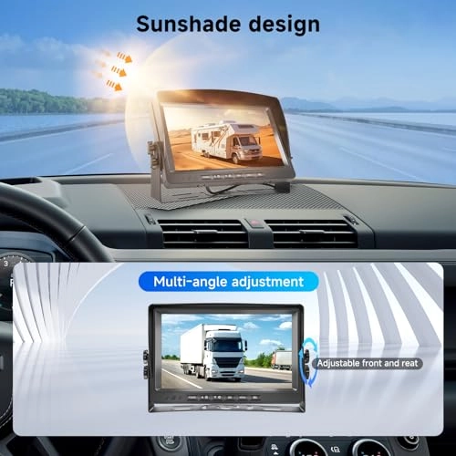 9 Inch LCD Monitor - 1024*600 + Colour Weatherproof Backup Camera - Night Vision Wired 1280H x 960V