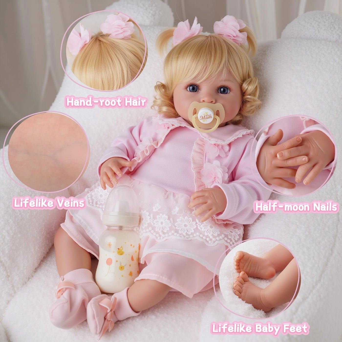 Alva Reborn Baby Doll - 20inch Soft Vinyl Limbs Cloth Body