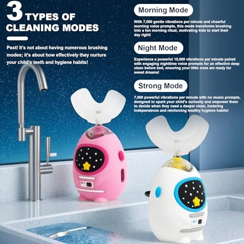 Kids U Shaped Electric Toothbrush - 3 Musical Modes Type-C Charging