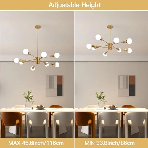 8-Light Sputnik Pendant Chandelier - Dimmable