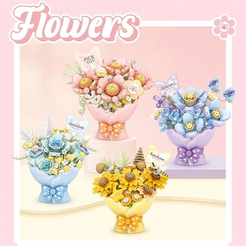 Flower Bouquet Building Blocks Set (4105) - Mini Bricks Bonsai