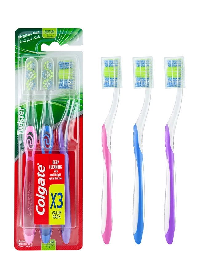 Twister Deep Cleaning Manual Toothbrush 3-Piece Pack