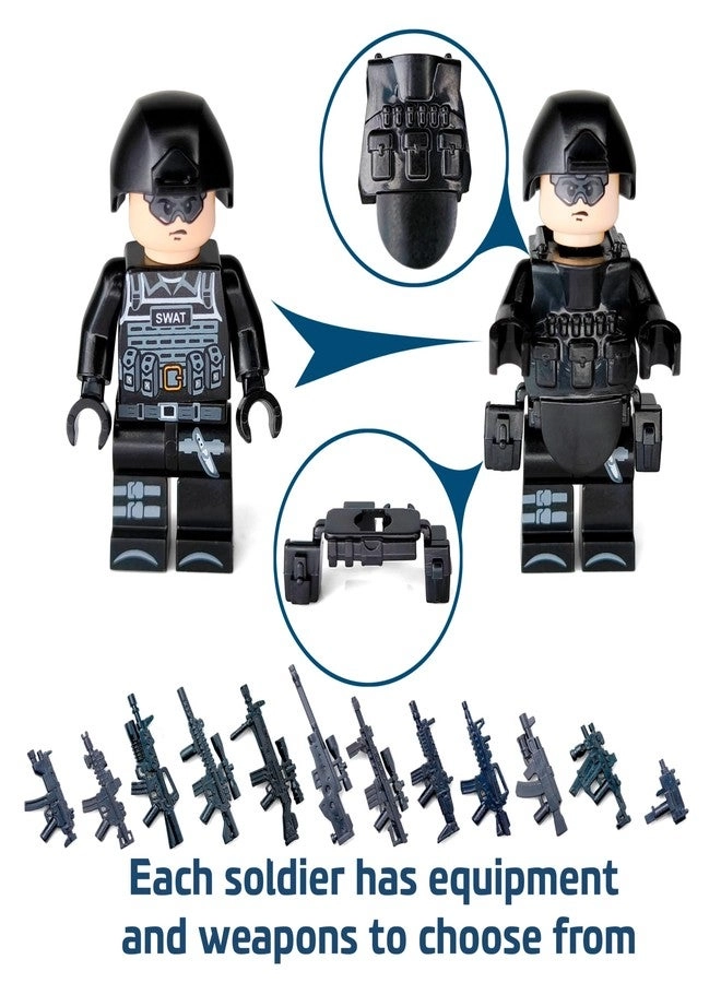 SWAT Military Police Building Block Set - 12 pcs + SUV + Soldiers Minifigures