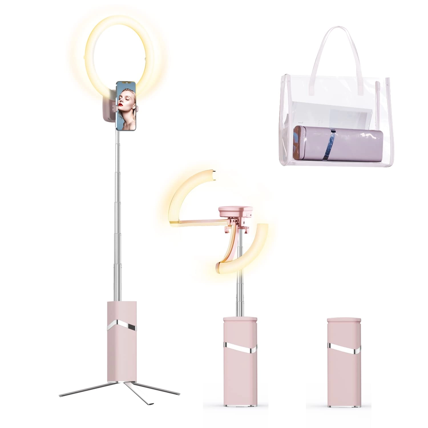 yAyusi Portable Ring Light - 4000mAh 10" 79" Pink