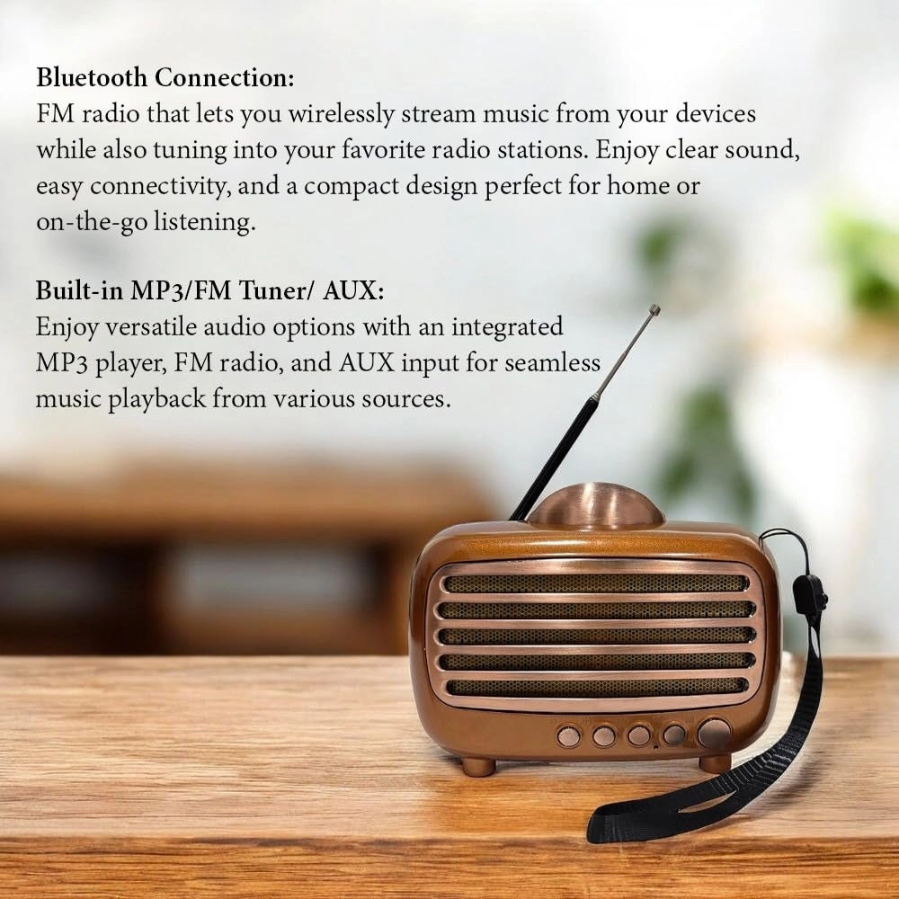 Portable FM Radio - Bluetooth TF Card Rechargeable Battery