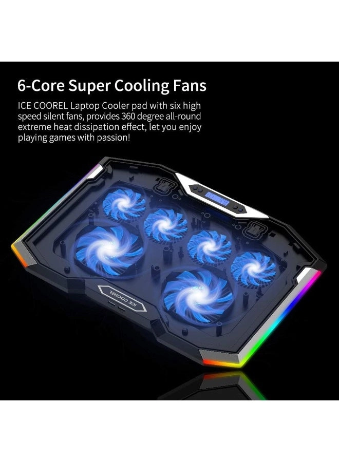 ICE COOREL Gaming Laptop Cooling Pad - 6 Fans 15-17.3 Inch