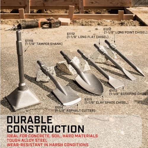 Flat & Point Chisel Bit Set - 1-1/8" Hex Size 2-Piece