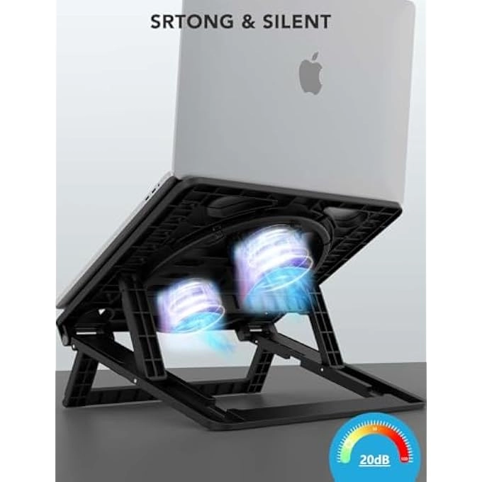 Laptop Cooling Pad Stand - Quiet Fan Height Adjustable USB Interfaces
