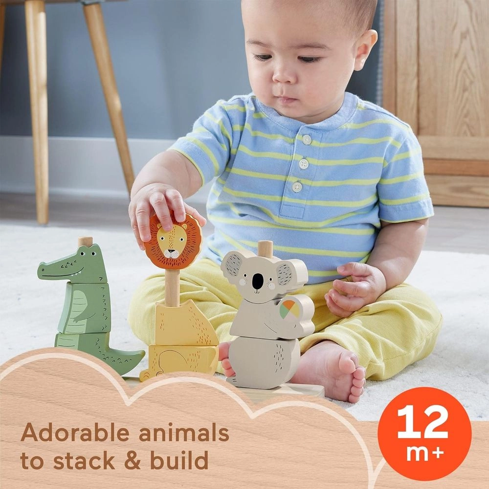 Stacking And Sorting Animals In Wood - 12 months+ 10 pieces