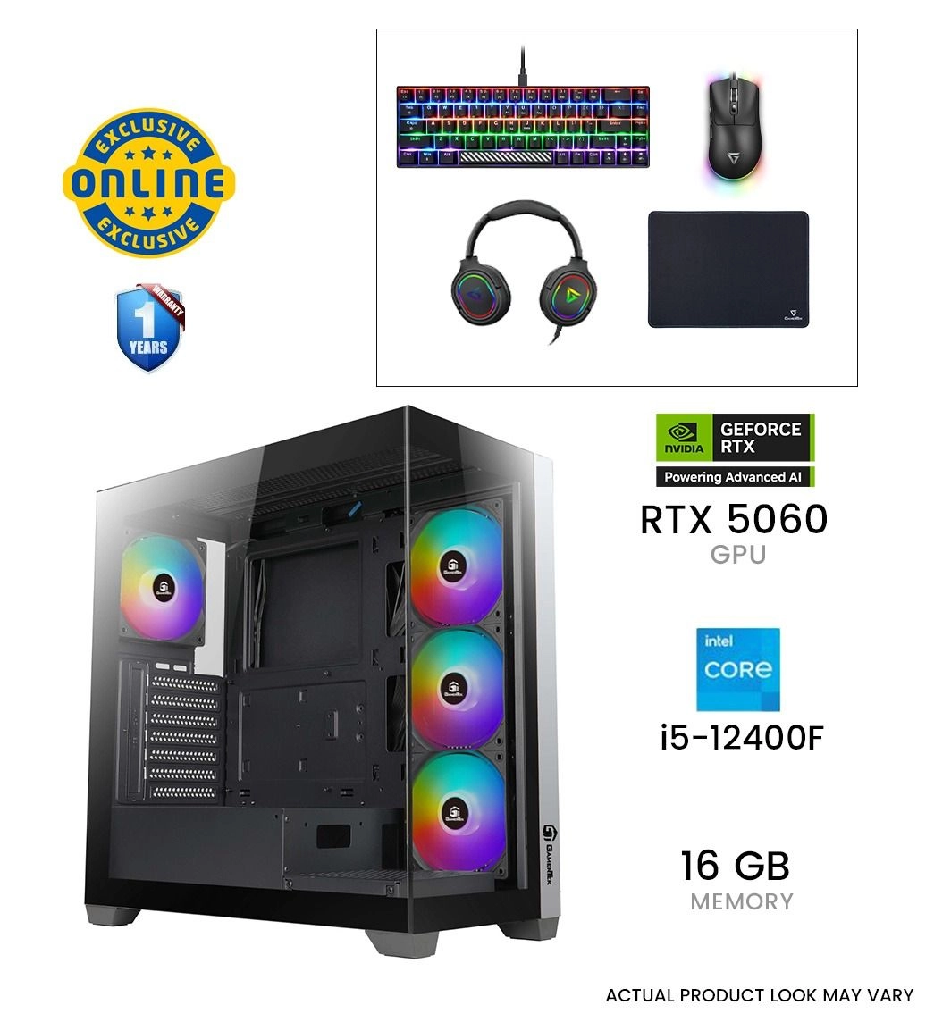 GamerTek Stellar Black - i5-12400F 16GB 1TB + Power Pack