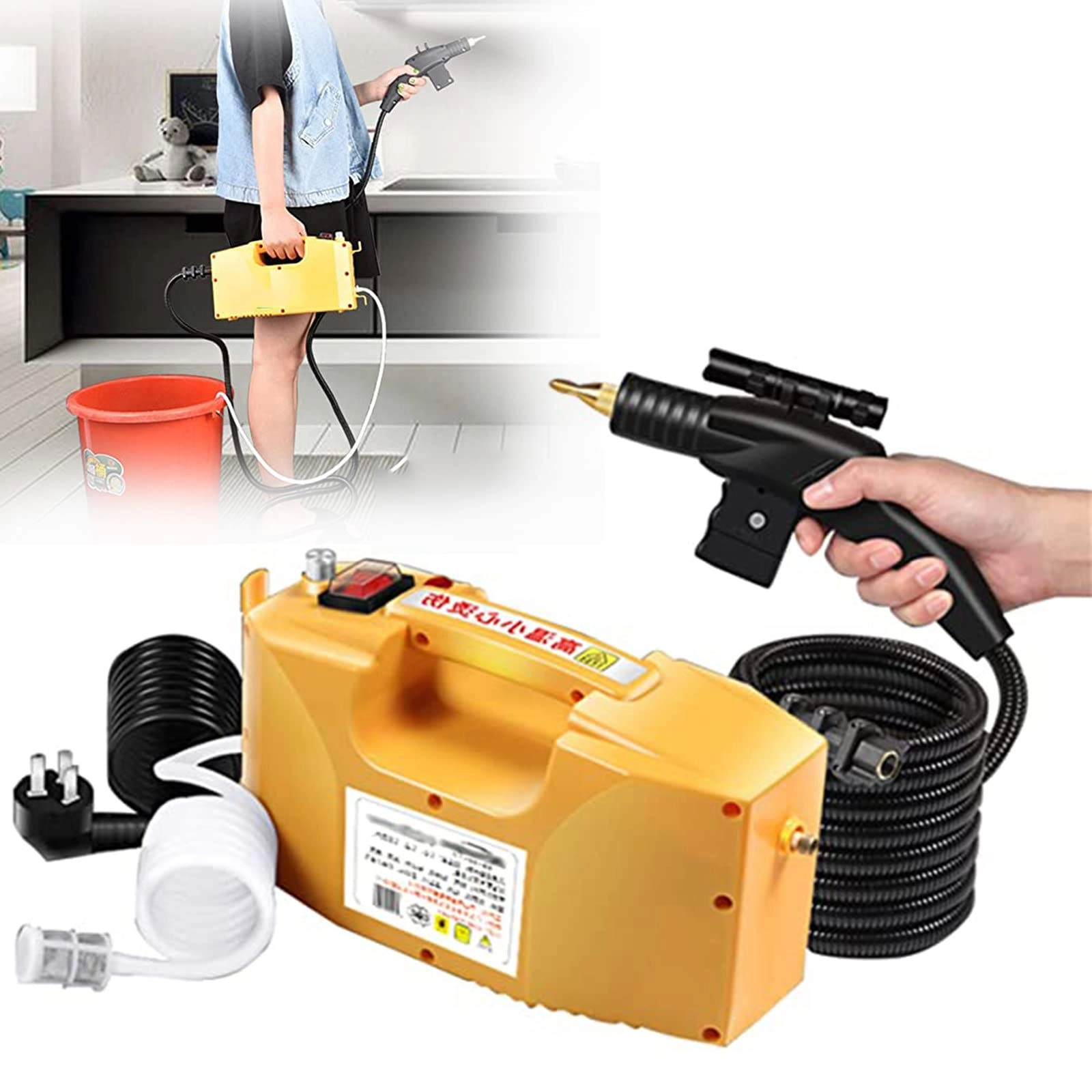 YXFAZPP Portable Handheld Steam Vacuum Cleaner - 3000W High Temperature High Pressure Steam