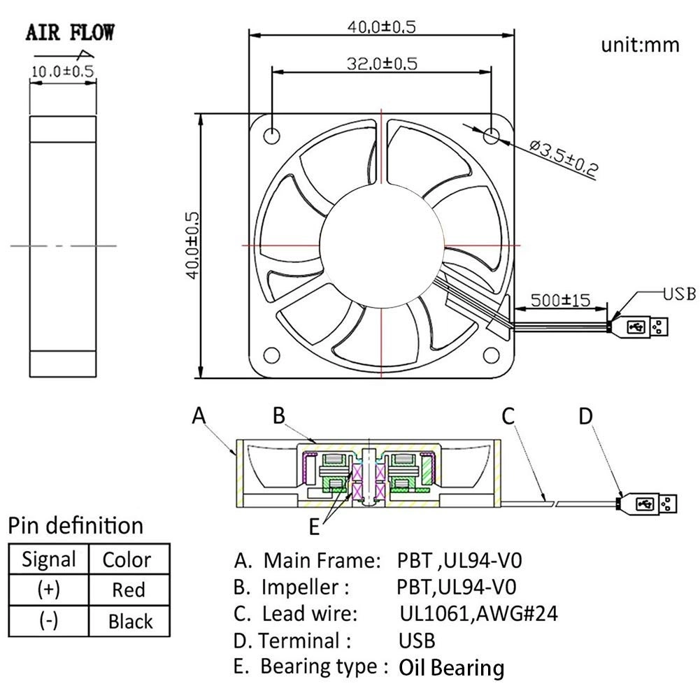 USB Brushless Cooling Fan - 40mm Pack