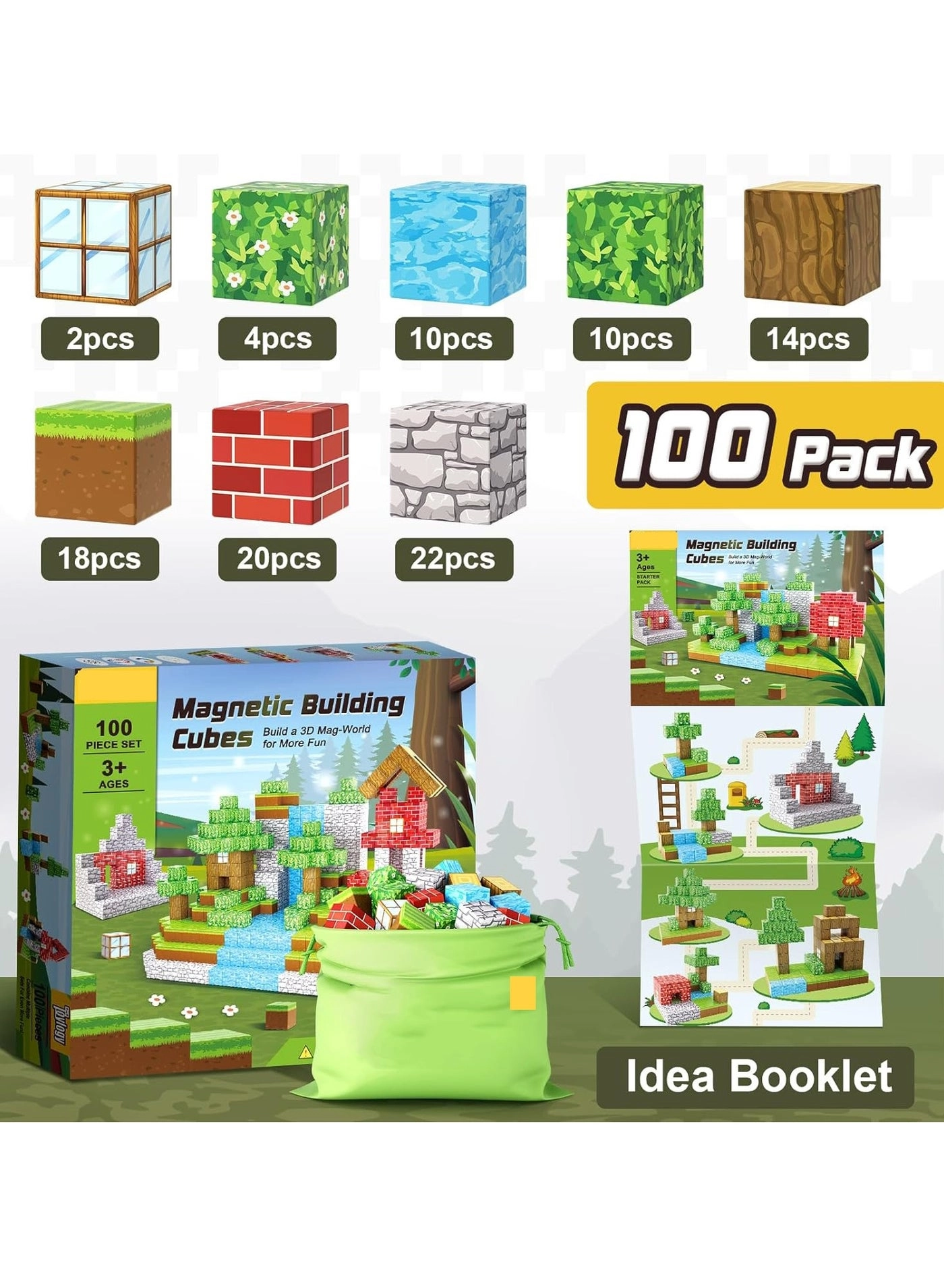Magnetic Blocks - Minecraft 100pcs