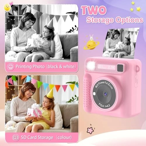 Instant Print Camera - 1080P 32GB Inkless Thermal Printing