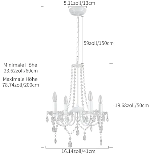 Crystal Chandelier - 59-inch adjustable chain