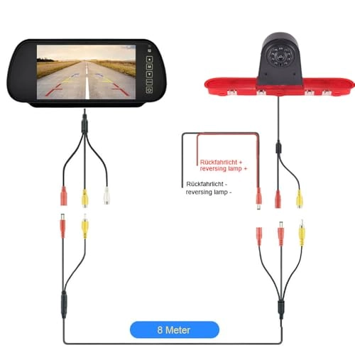 Brake Light Reversing Camera + Rear View Mirror Monitor - Night vision 628 x 586 pixels
