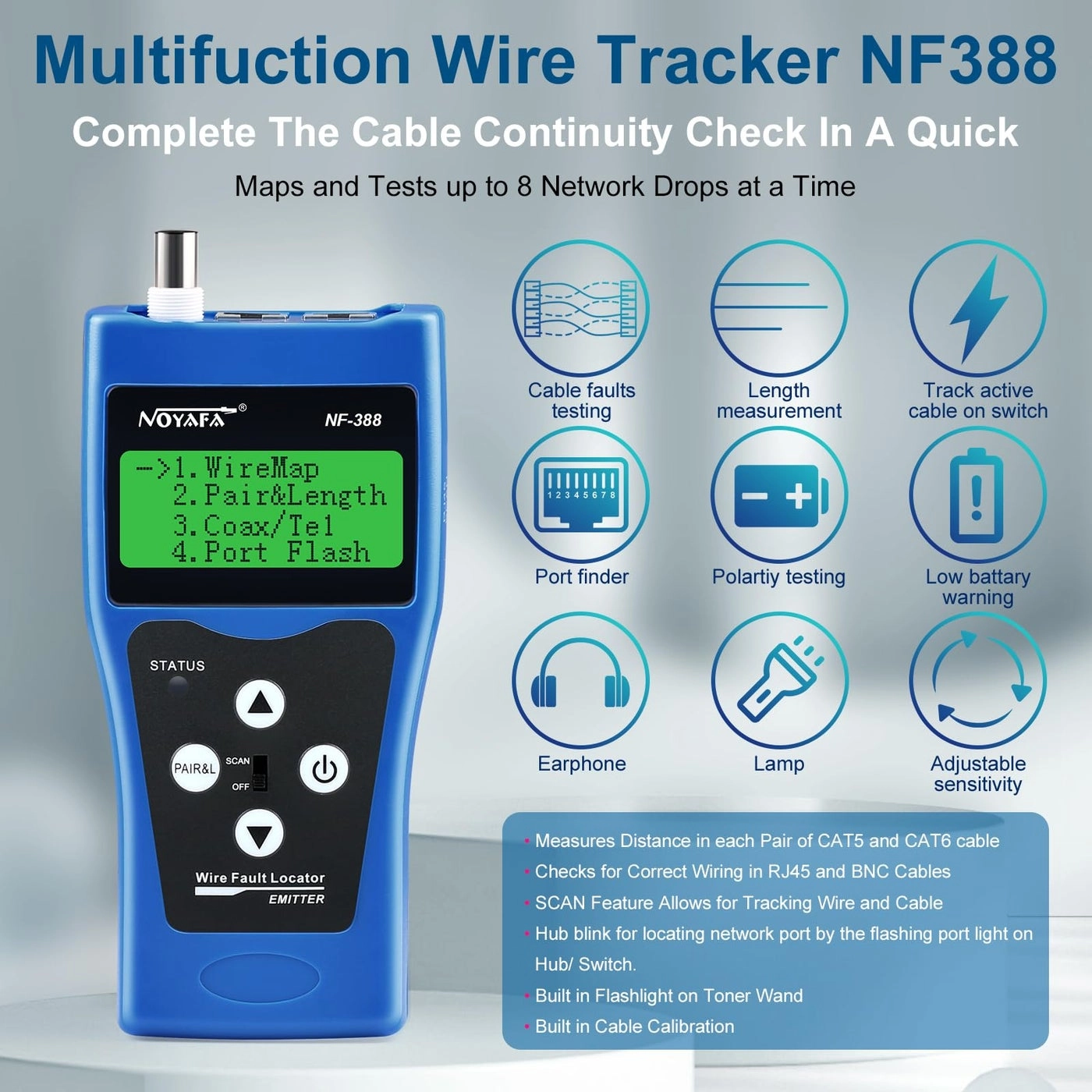Network Cable Tester - RJ45 Measure Length
