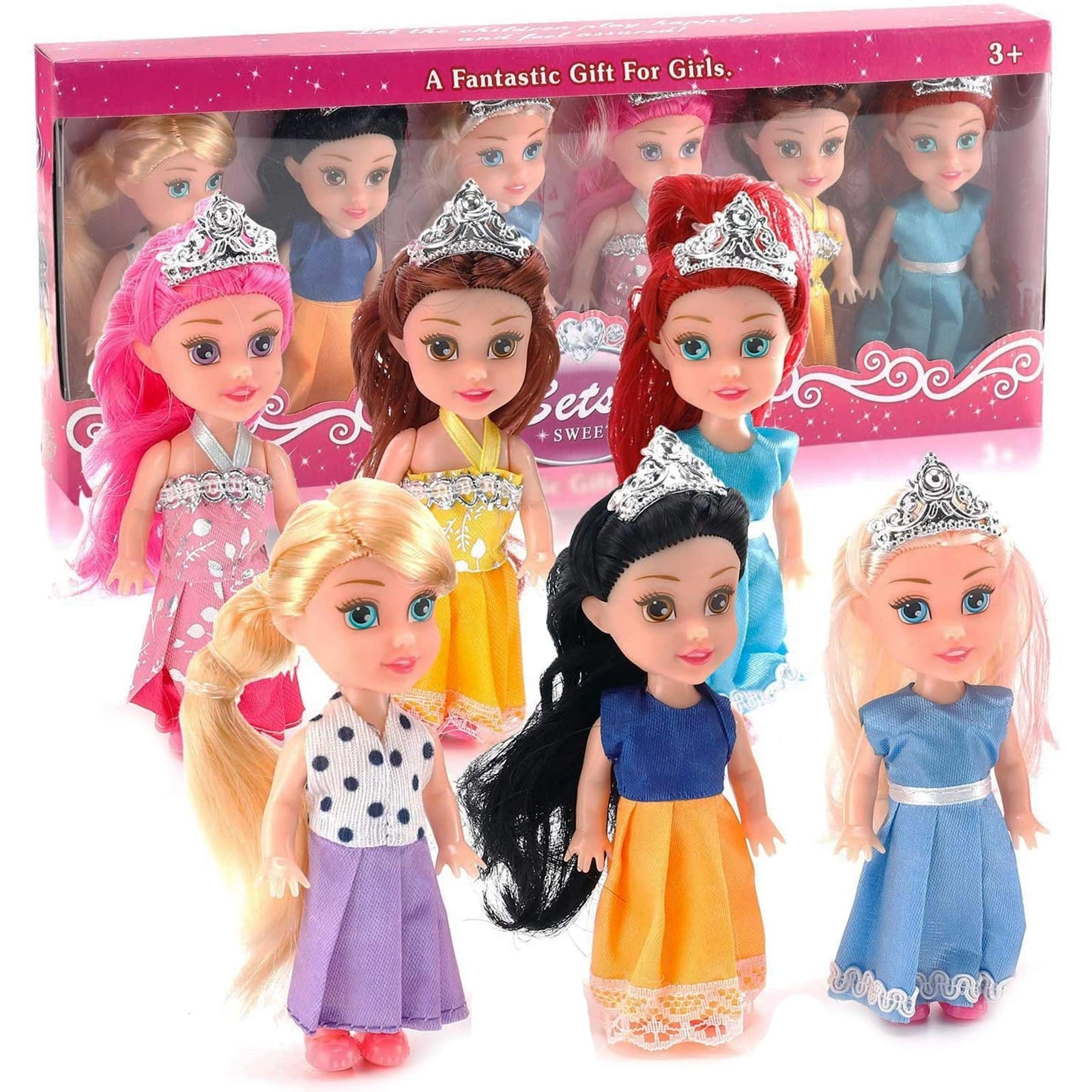 Liberty Imports Little Royal Princess Toddler Dolls - with Dresses Party Favors 6 Pack