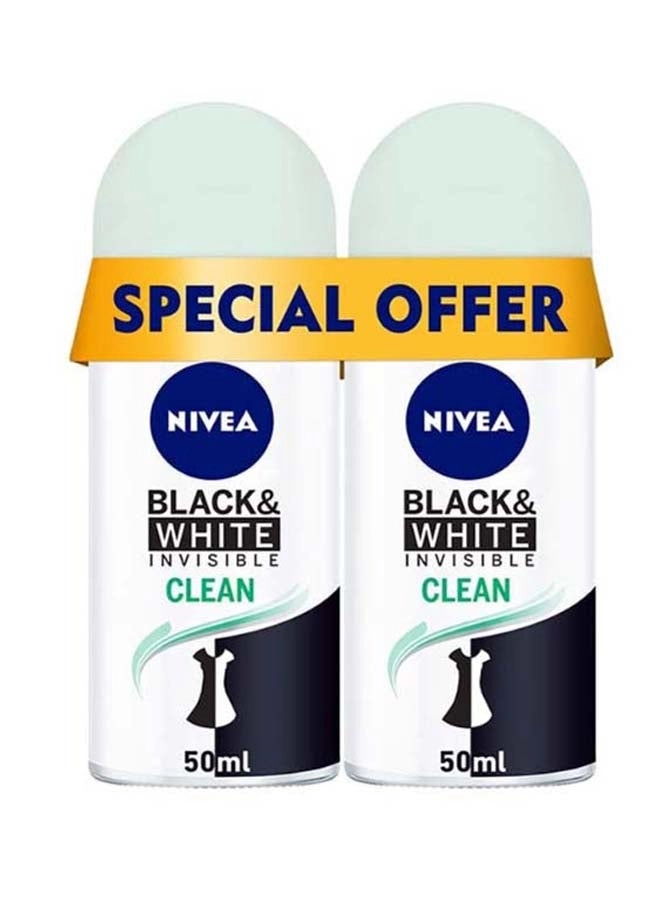 Black And White Invisible Clean - Roll On 2 x 50ml