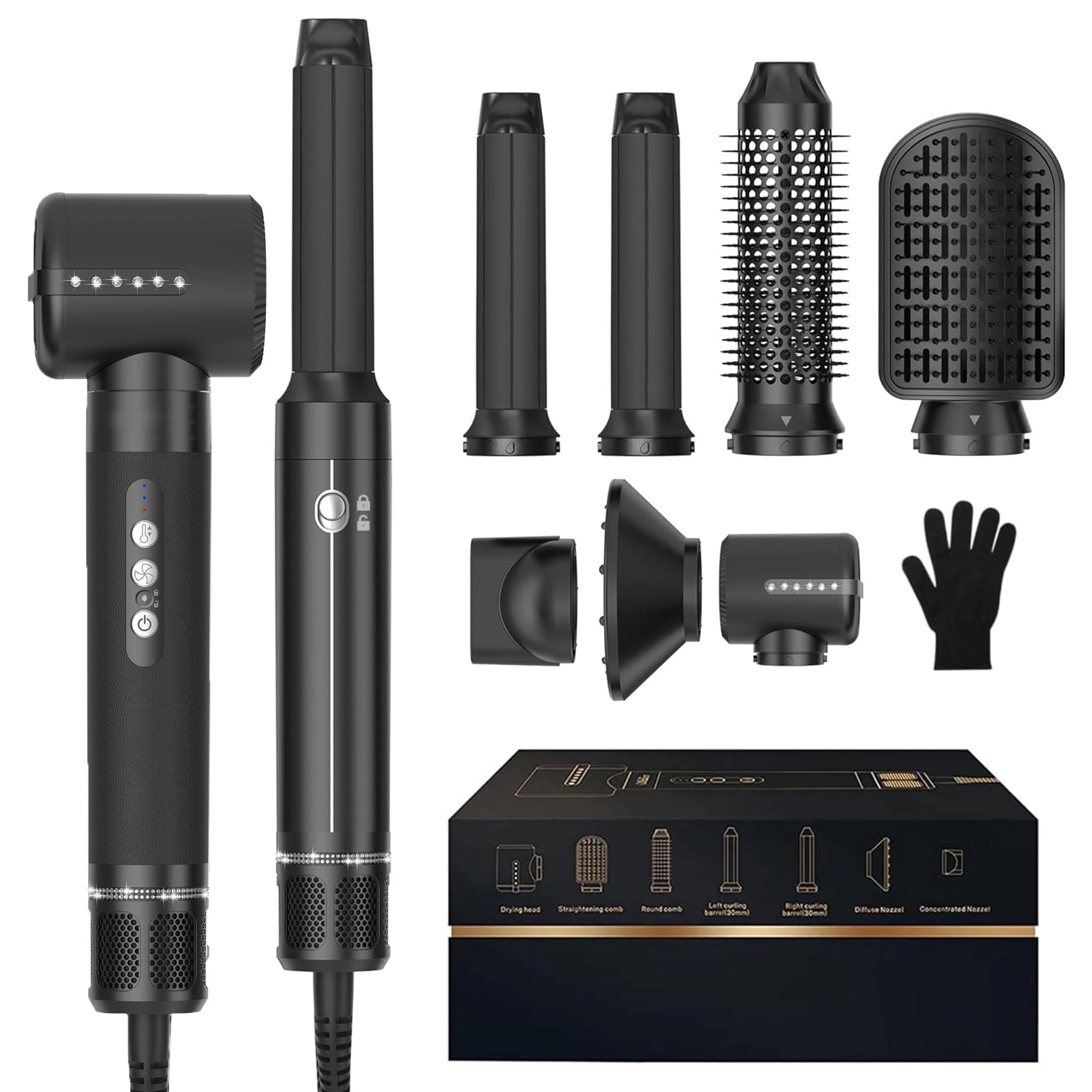 OKWRAP 7 in ONE Hair Dryer Brush - 110V 1400W Ionic