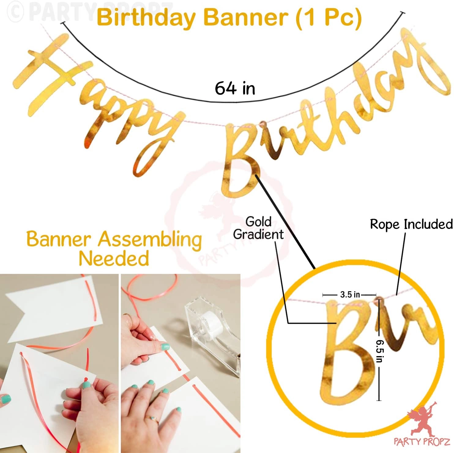 Birthday Banner With Confetti Balloons - 9 piece(s) Birthday