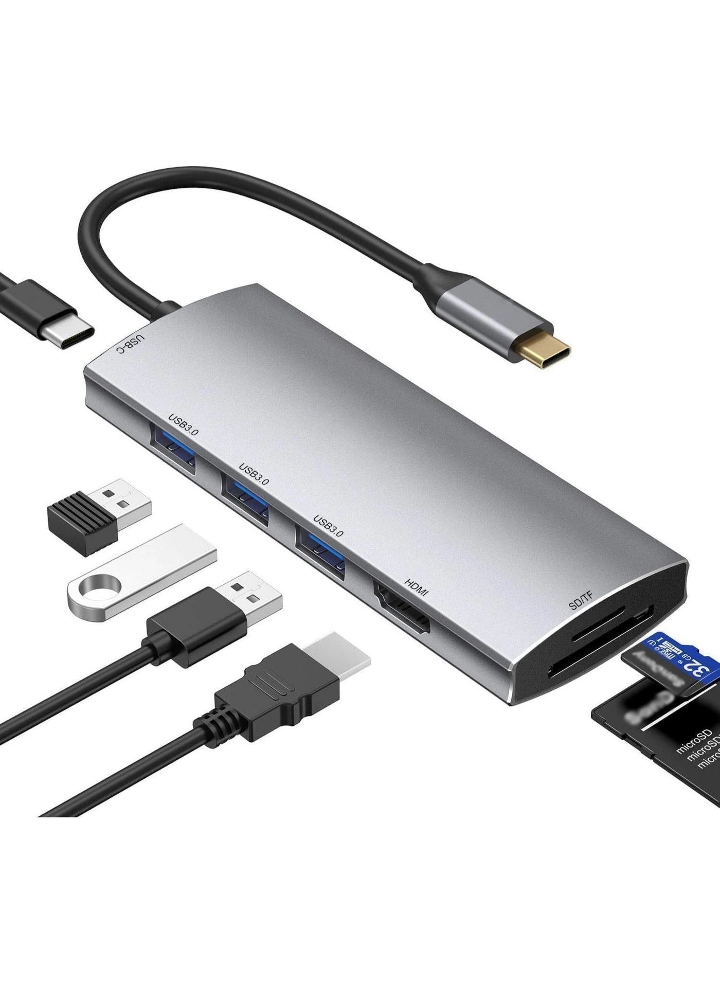 HZYH USB C Hub - 7-in-1 4K 100W PD