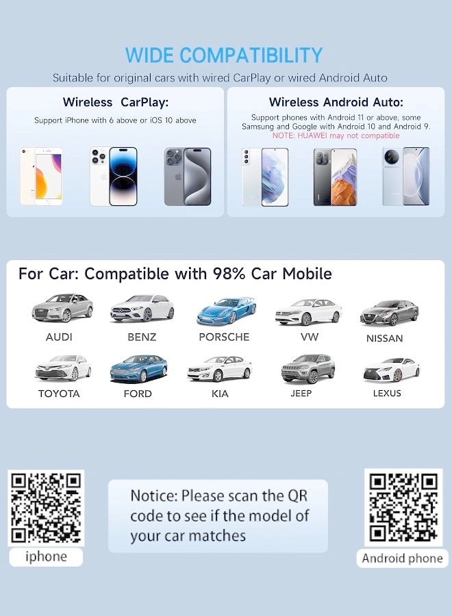 Wireless Carplay Adapter - Wireless Apple iPhone Android Phone