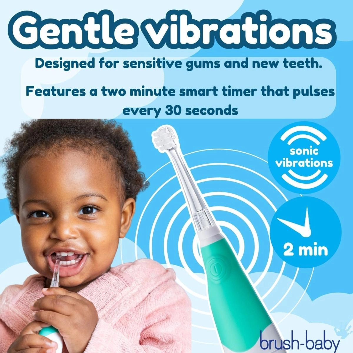 BabySonic - Infant and Toddler 0-3 Years 2 Sensitive Brush Heads Teal