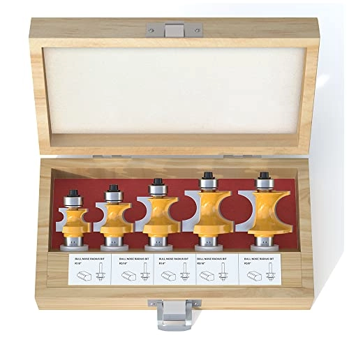 FIVEPEARS Bullnose Router Bit Set - 12mm 5Pcs