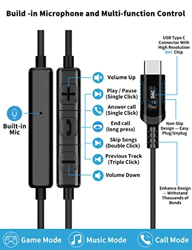 USB C Headphone Wired Earbud