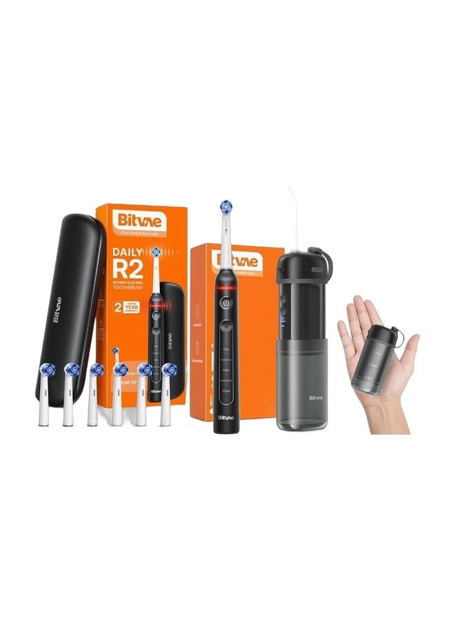 Bitvae BV R2 - 5 Cleaning Modes + P1 - Mini + Telescopic Tank Oral Irrigator - Cordless + Waterproof Cleaner - IPX7 Waterproof + Travel Tooth Brush Companion
