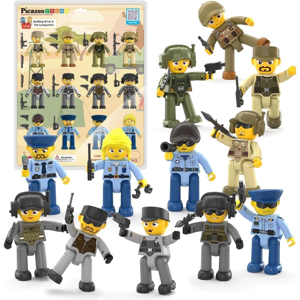 PicassoTiles Magnetic Law Enforcement Character Figures - Law Enforcement 12 pcs