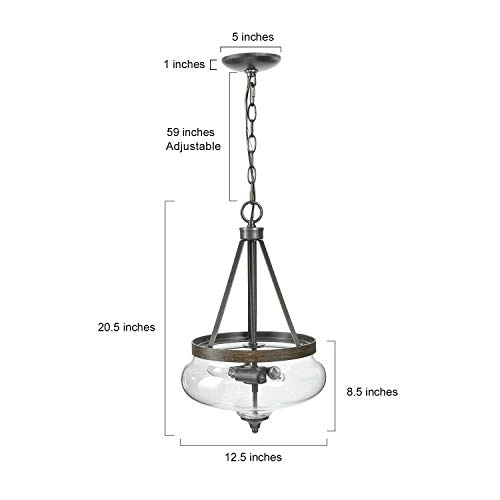 Glass Pendant Lighting Fixture - 59 adjustable chain