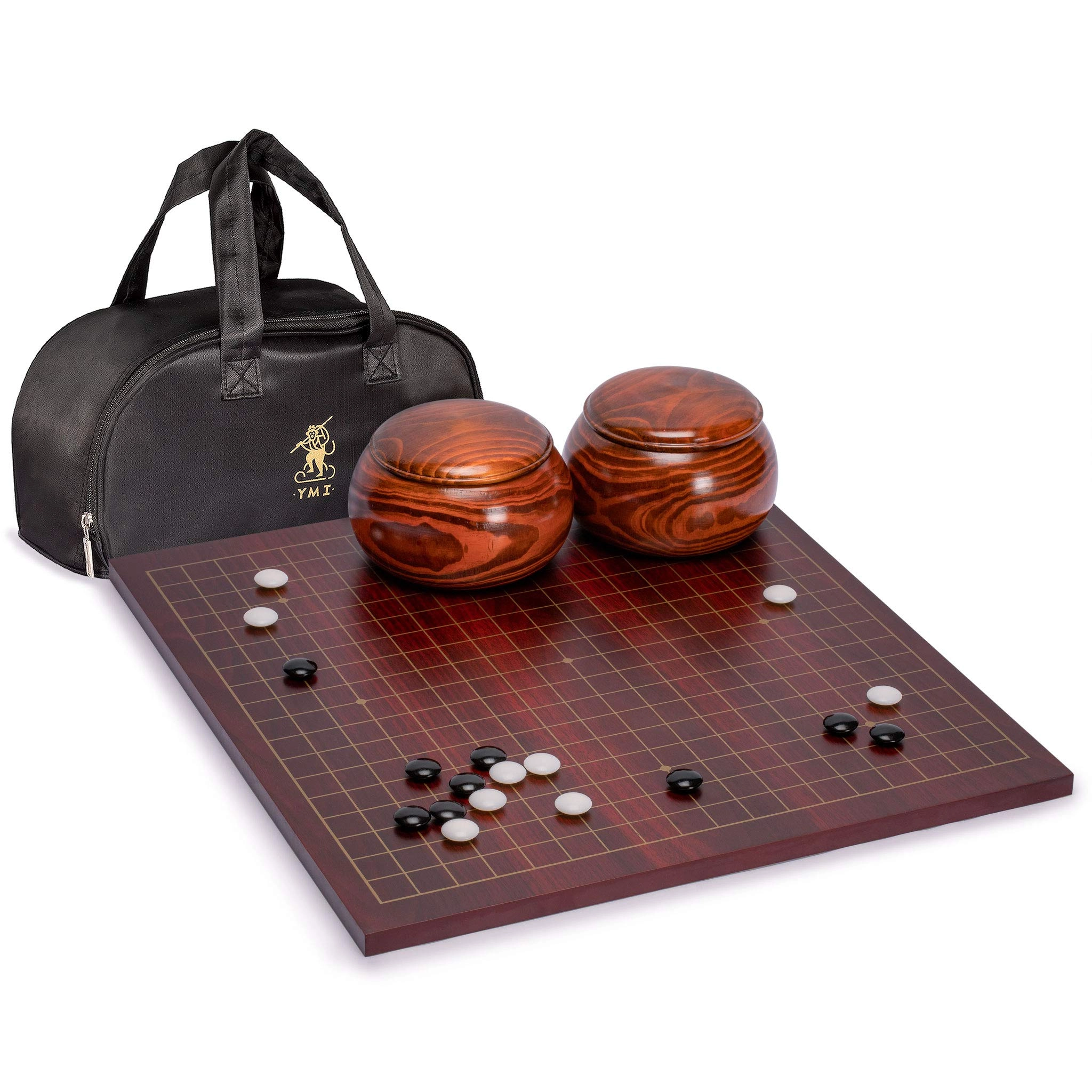 Yellow Mountain Imports Go Game Set - Dark Cherry Veneer 06Inch Reversible