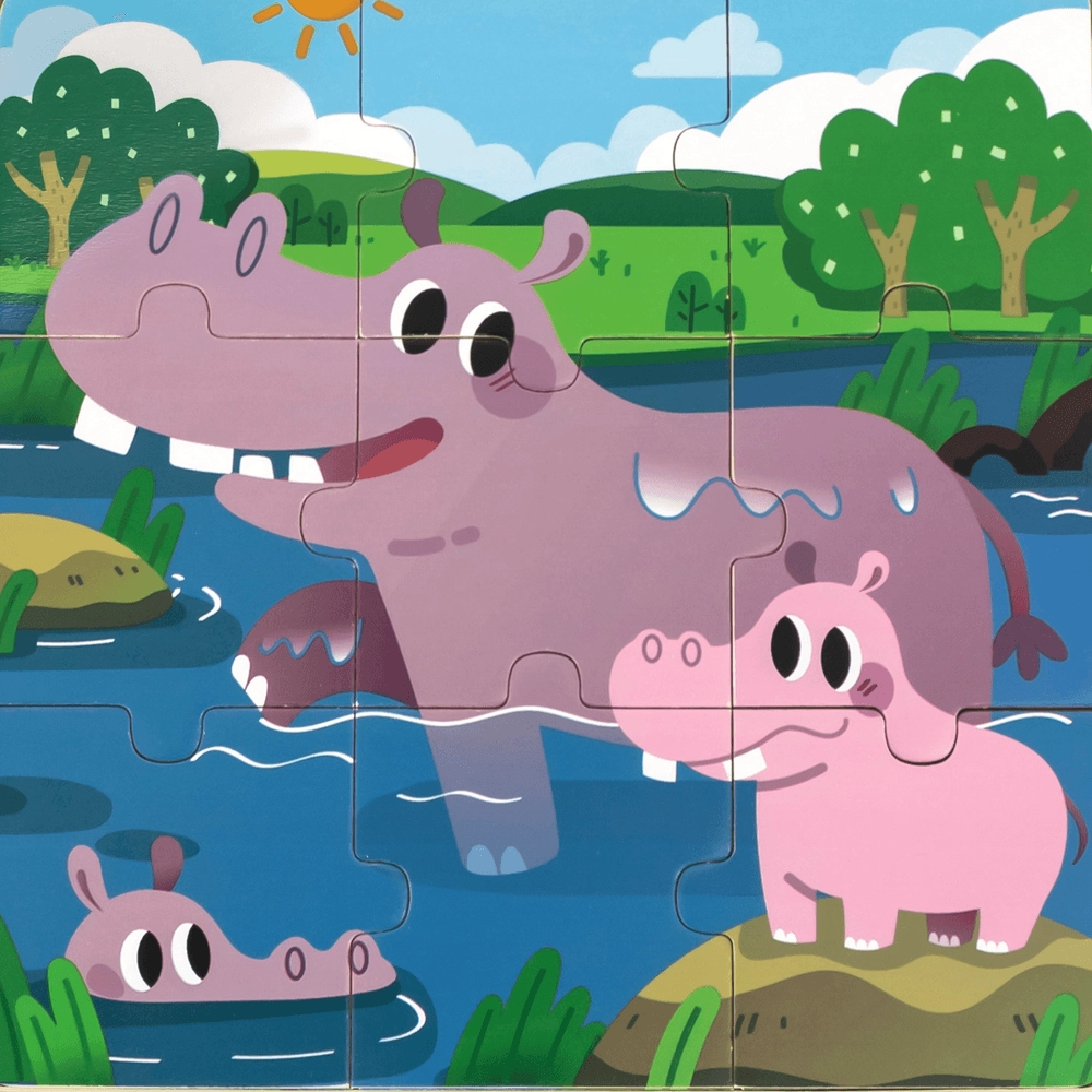 Hippo Wooden Puzzle (29464294-44628) - 9 pcs