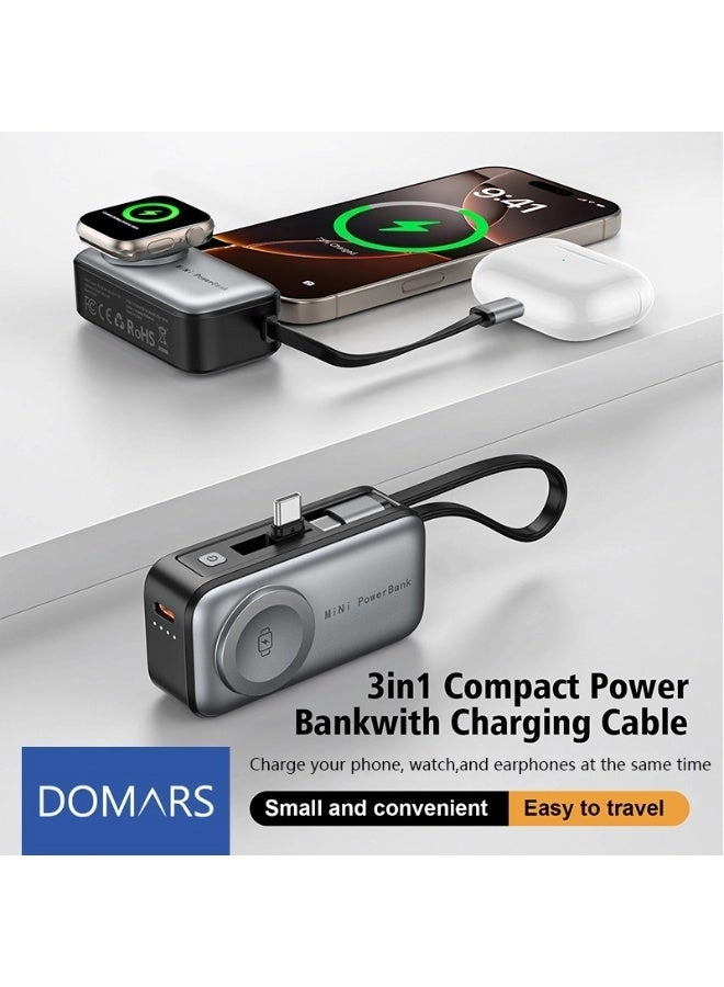 Domars 3-in-1 Portable Power-Bank Charger - 5000 mAh Fast charging